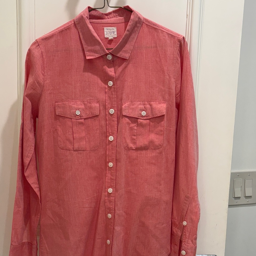 J. Crew Women’s Coral Button-Down coral cotton blouse